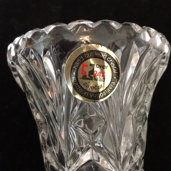 Zajecar Hand Cut 24% Lead Crystal Bud Vase - Picture 6 of 7